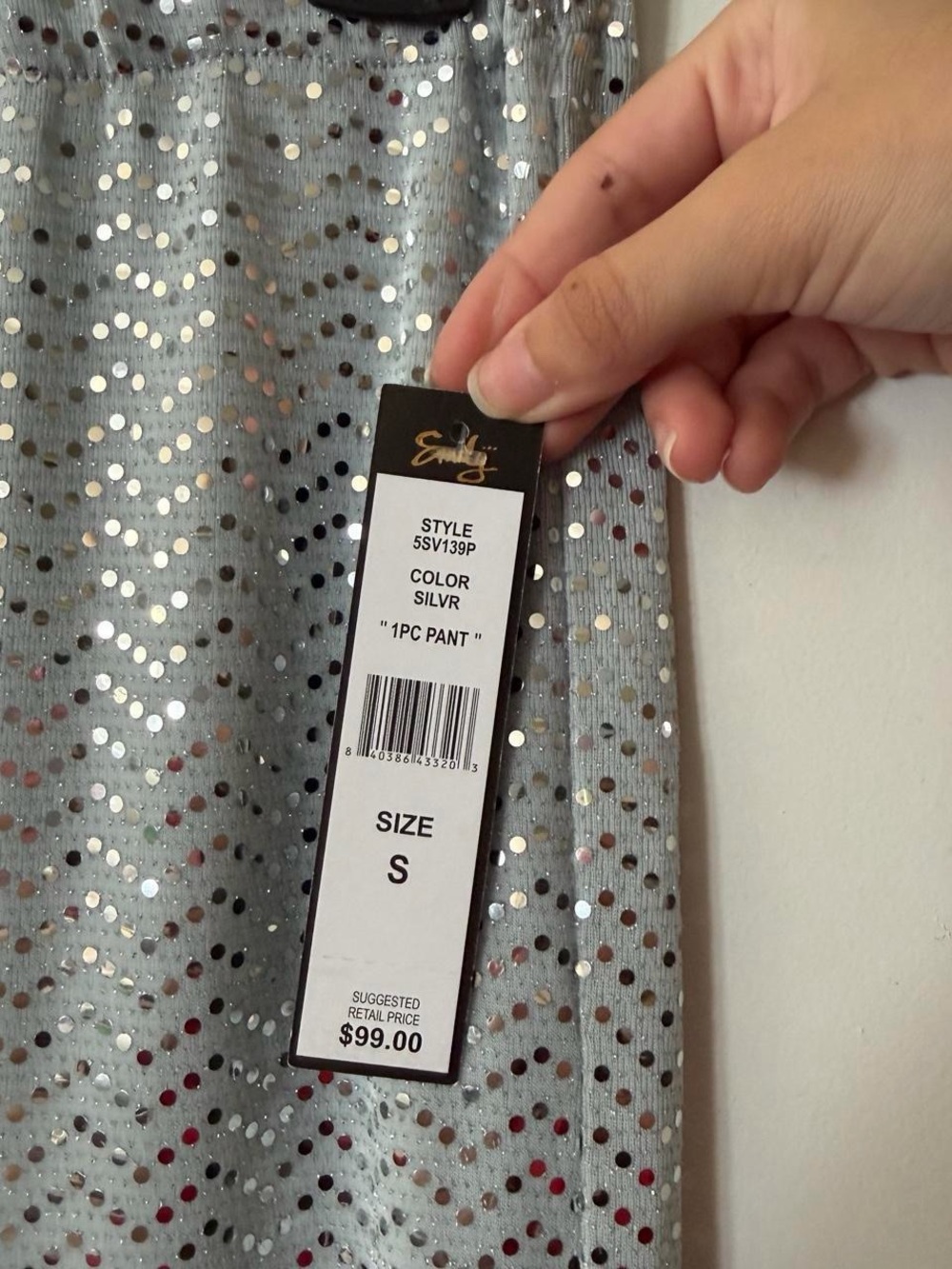 NWT Emily Silver Sequin Wide-Leg Evening Pants - Picture 3 of 3
